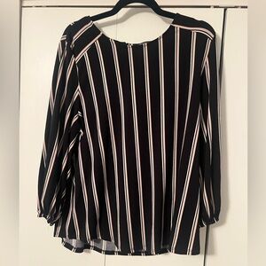 Adrianna Papell Black and White Striped Blouse